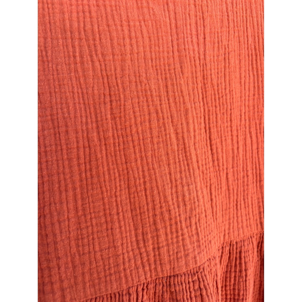 Roolee Women's‎ Rust Orange Cotton Gauze Button Front Babydoll Dress - Size M - Picture 4 of 8
